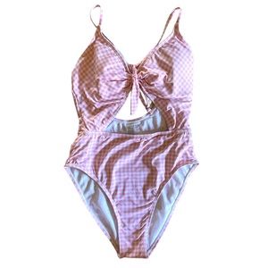 Juicy Couture Black Label Los Angeles Pink and White Gingham swimsuit